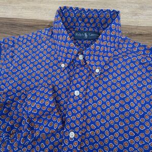 Ralph Lauren Mens Paisley Style Long Sleeve Button Up Shirt - 90s - Mens Small